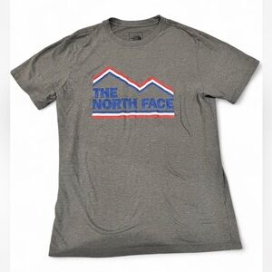 The North Face Gray Tee with Blue and Red Logo